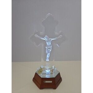 Bradford Exchange 11" Everlasting Father John 3:16 Lighted Glass Cross Jesus